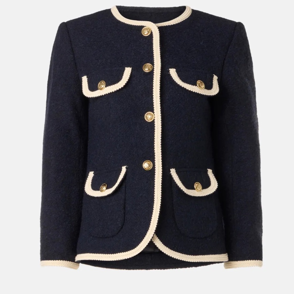 SANDRO Dark blue collarless jacket - image 1